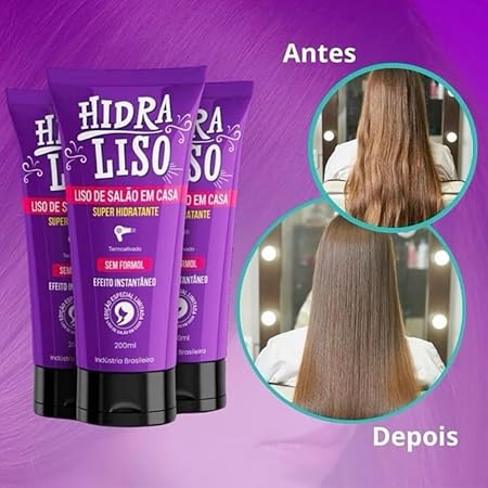 Progressiva de Chuveiro Sem Formol Liso de Salão em Casa Antifrizz, Hidrata, Alisa Hidralisoo 200ml + BRINDE