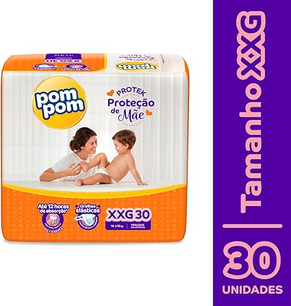 Fralda Pom Pom Protek Proteção de Mãe Mega XXG 30 Unidades